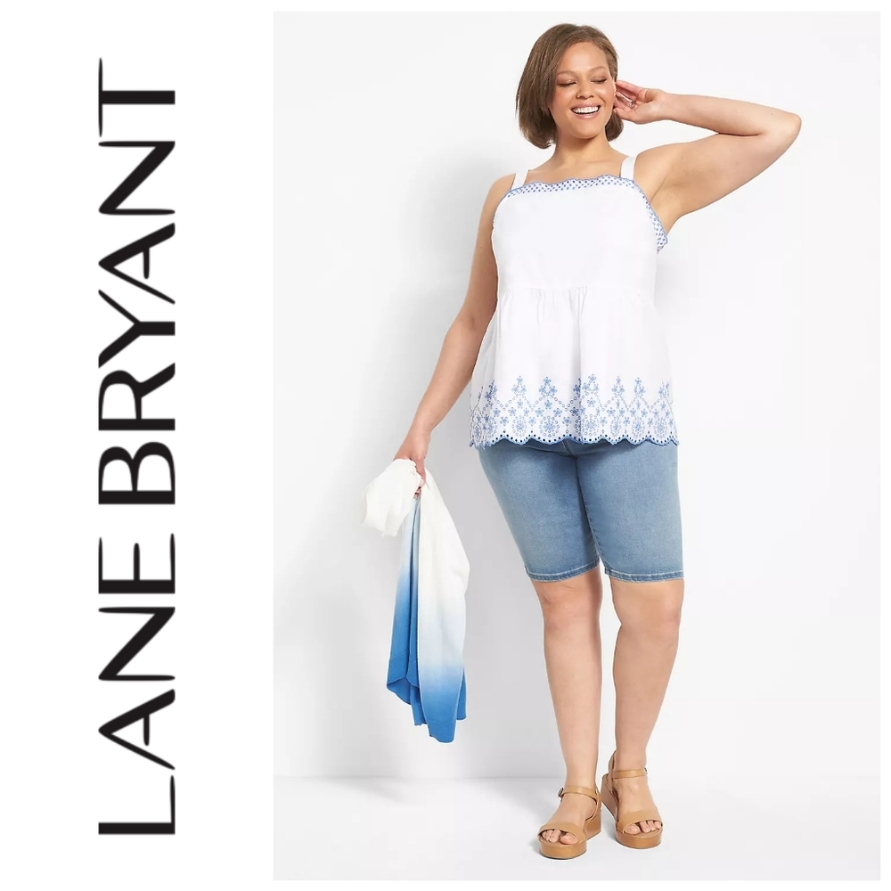 Lane Bryant Classic Square-Neck Peplum Eyelet Tank. Size 22